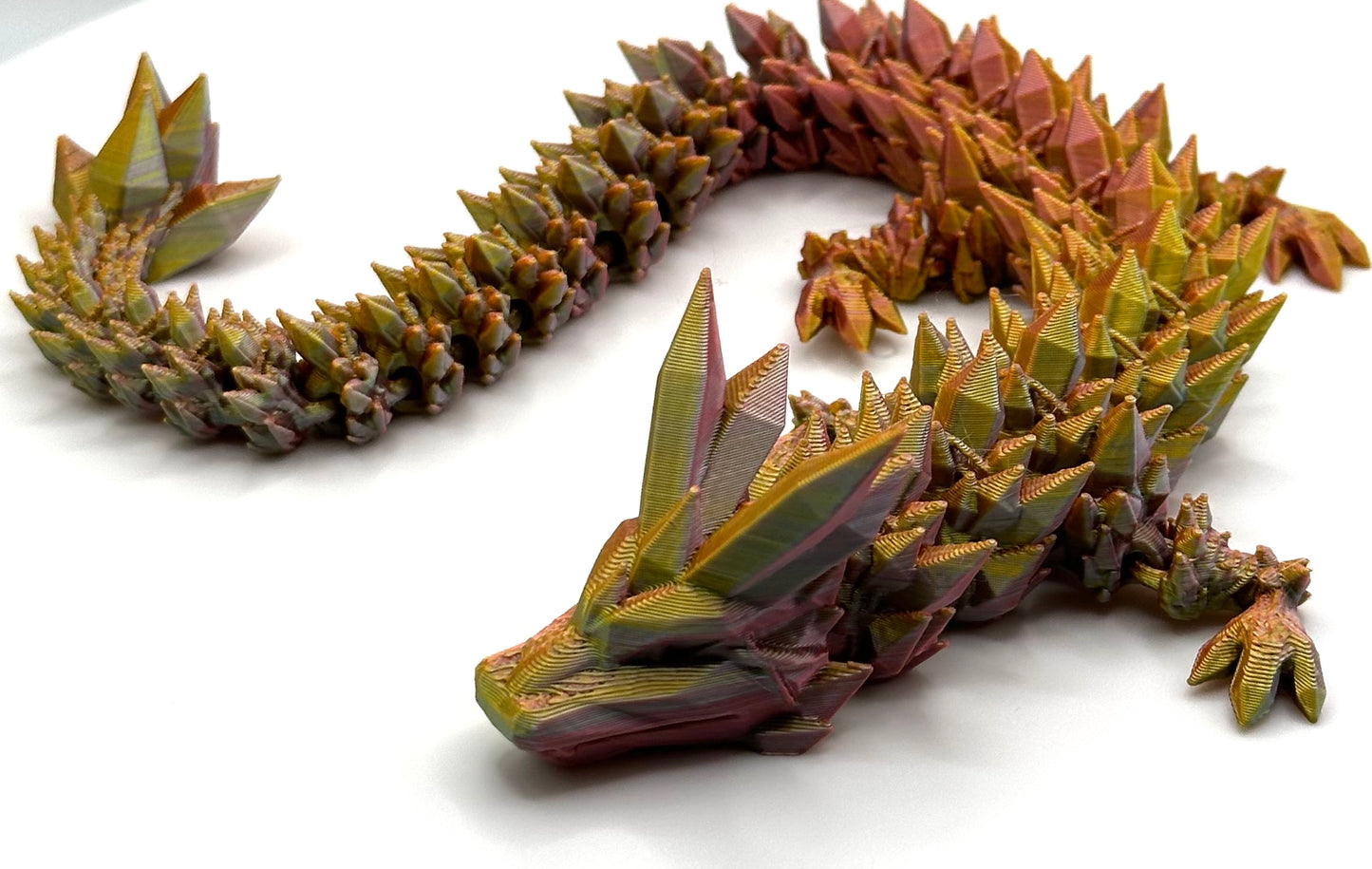 Kristall Drache in Juwel Grün/ Orangerot/ Gold 32 cm schlanke Form