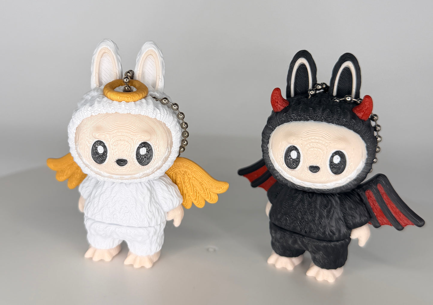 3D-gedruckte Engel & Teufel Figuren - Schlüsselanhänger Set