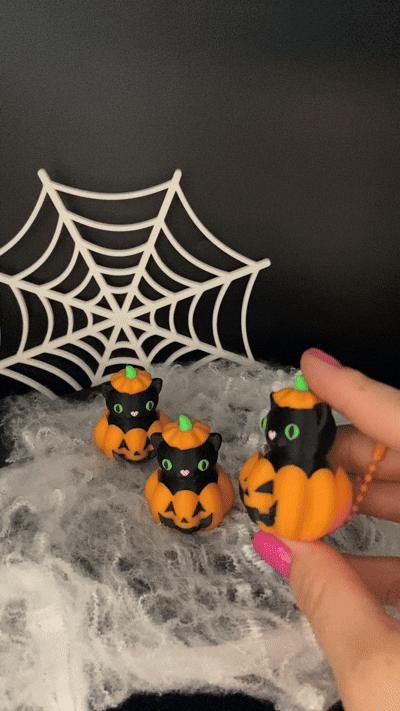 3D-gedruckte Halloween Katzen in Kürbissen – Clicker